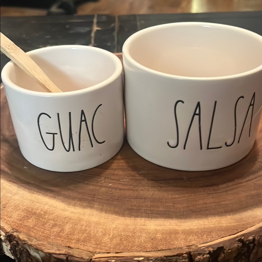 Rae Dunn White Ceramic Serveware Bowls (Salsa and Guac)